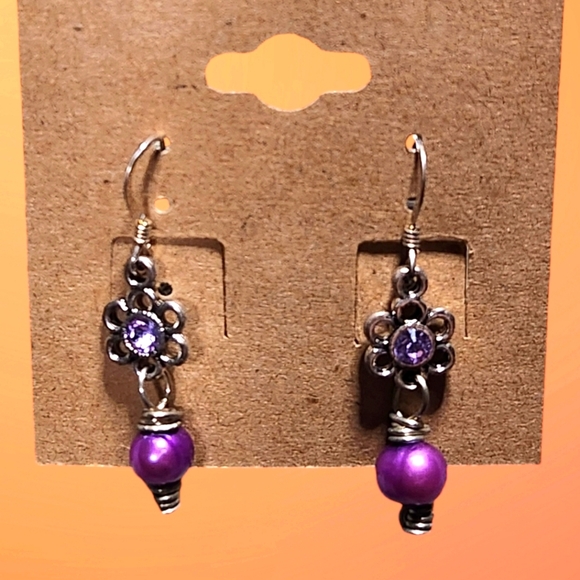 PriscillaJewels Jewelry - NWT Purple Freshwater Pearls on Sterling Silver Earrings Hooks